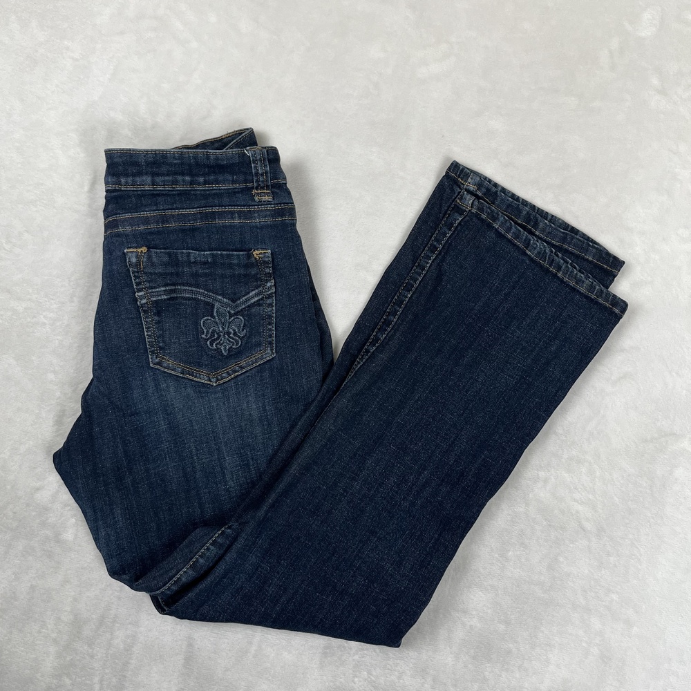 Lee Slender Secret Bootcut Jeans Womens 12 Blue Low Rise Embroidered